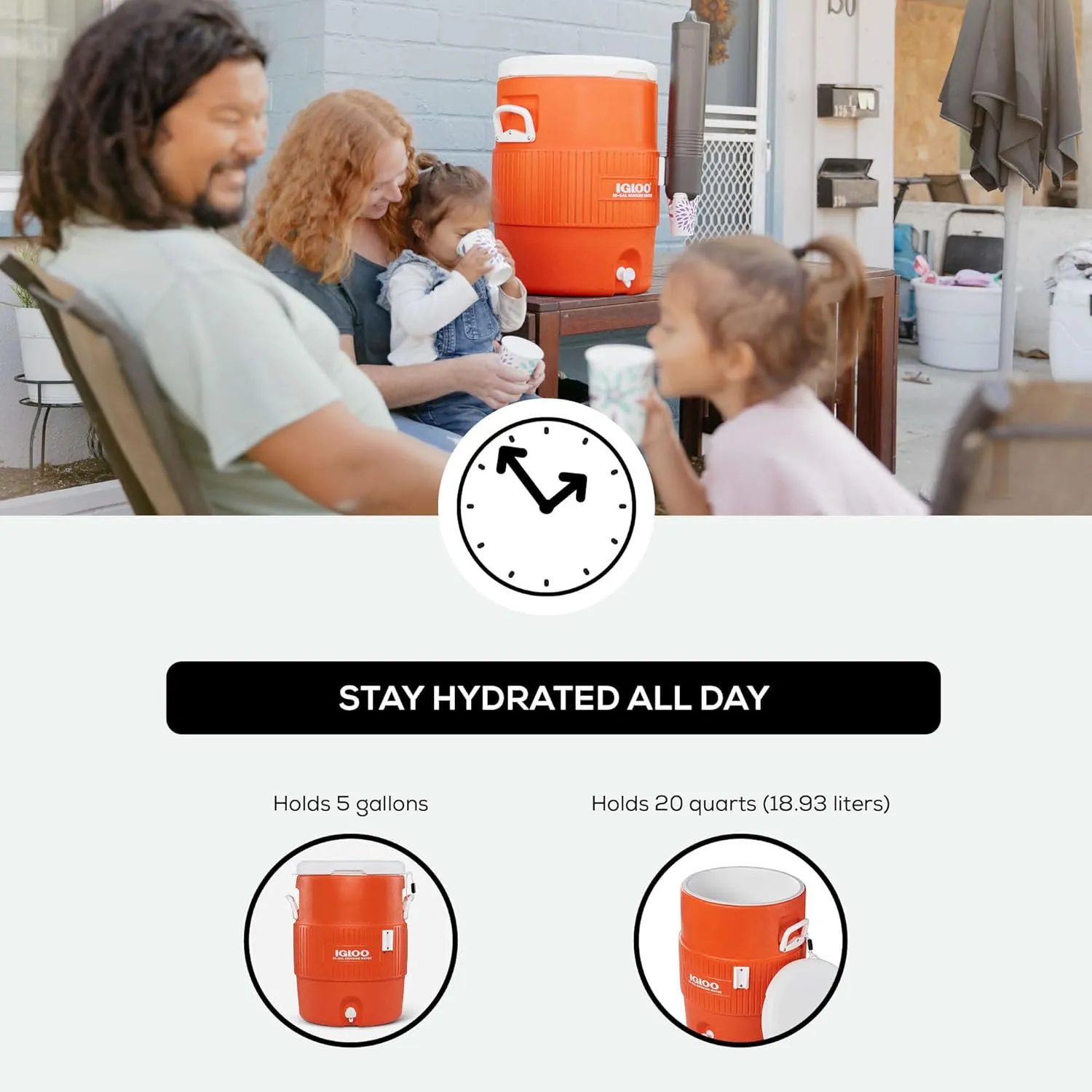 Igloo Sports Cooler Water Beverage Dispenser, Insulated 5 & 10 Gallon Water Cooler, Insulated Drink Dispenser with Spout, Portable Handwashing Stations