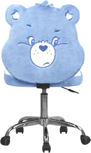 Impressions Vanity Care Bears Grumpy Bear Swivel Vanity Chair for Bedroom, Armless Makeup Desk Chair with Wheels, Adjustable Height, Soft Teddy Fur Fabric and Comfy Foam Padded Seat