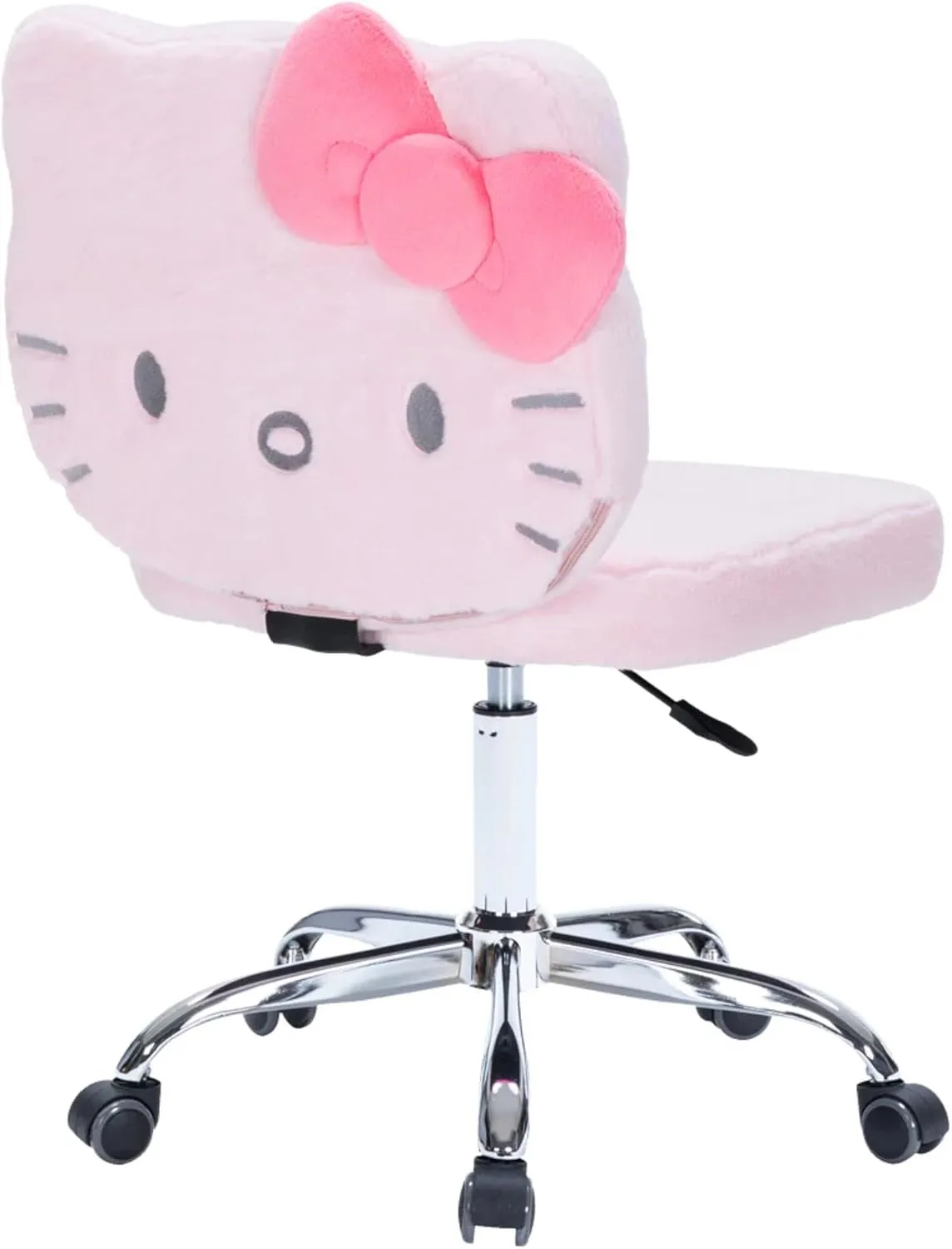 Impressions Vanity Hello Kitty Teddy Swivel Vanity Chair for Makeup Desk, Armless Rolling Chair with Wheels, Adjustable Height, 360 Degree Swing, Comfy Foam Padded Seat and Backrest (Teddy Pink)