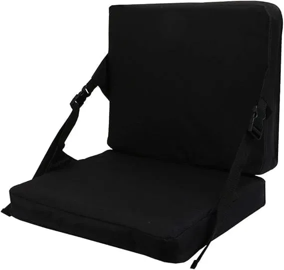 Indoor & Outdoor Folding Chair Cushion, Portable Stadium Seat, 16.6 x 13.4 x 2.4 in, Black