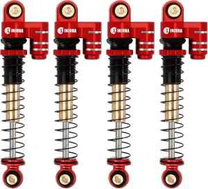 INJORA 43mm Shocks Aluminum Threaded Tele Absorber Damper Upgrades Parts Accessories for Axial SCX24 Gladiator Deadbolt C10 (Red)