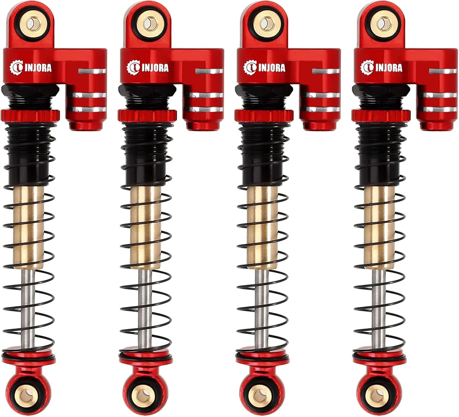 INJORA 43mm Shocks Aluminum Threaded Tele Absorber Damper Upgrades Parts Accessories for Axial SCX24 Gladiator Deadbolt C10 (Red)