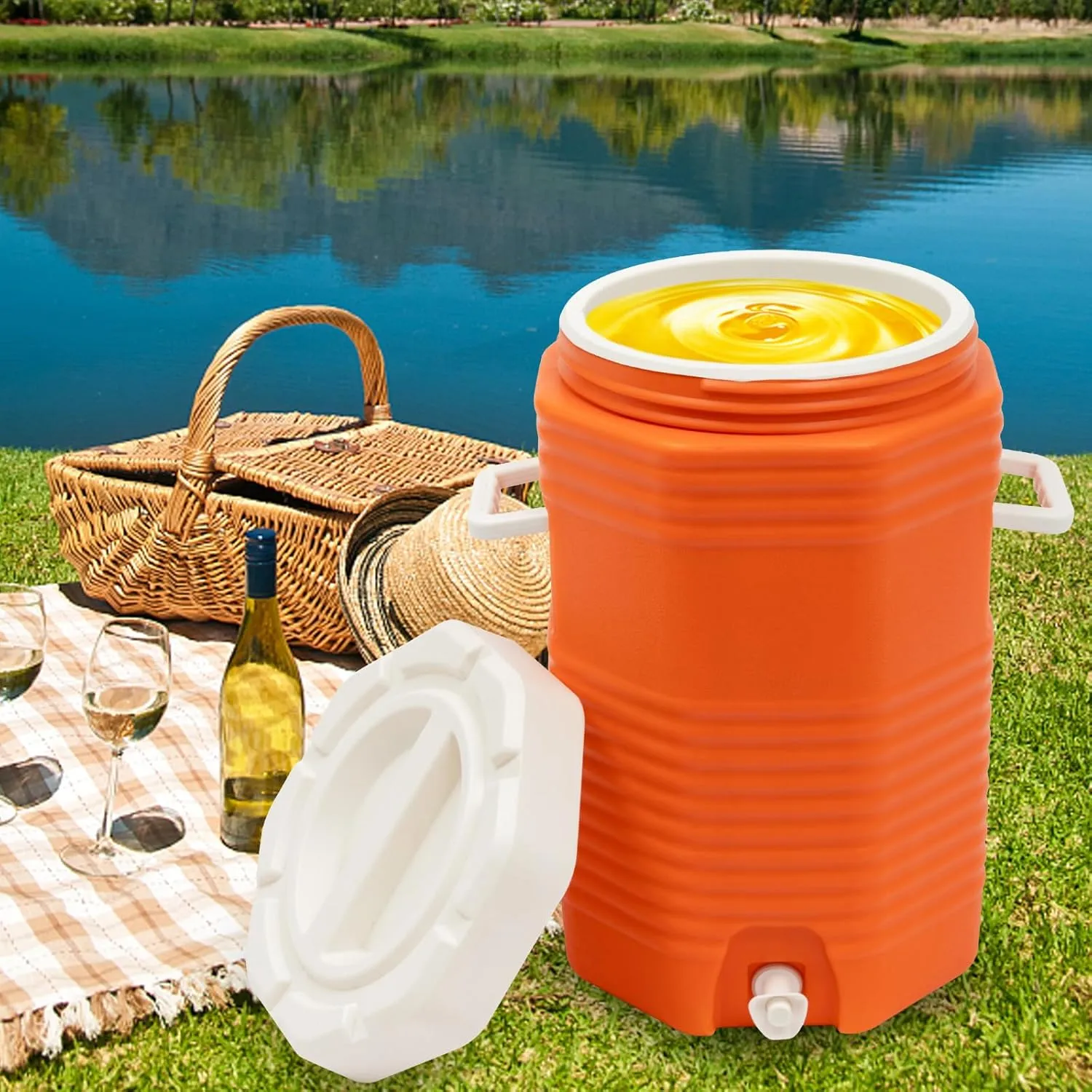 Insulated Beverage Cooler, 4 Gal Insulated Drink Cooler Portable Sports Cooler - 48H Cold Insulation, 12H Warm Insulation for Beach, Picnic, Camping