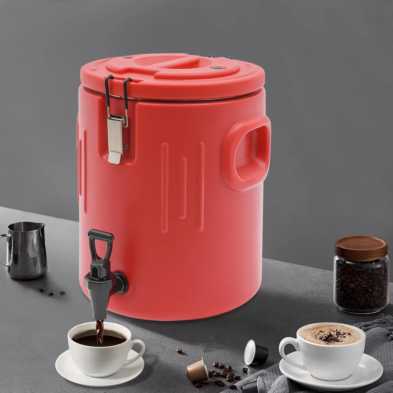 Insulated Beverage Dispenser, Hot & Cold Drink Dispenser with Stainless Steel Interior and Spout/Spigot, Portable Cooler for Camping, Parties, Stalls, Banquets (20L)