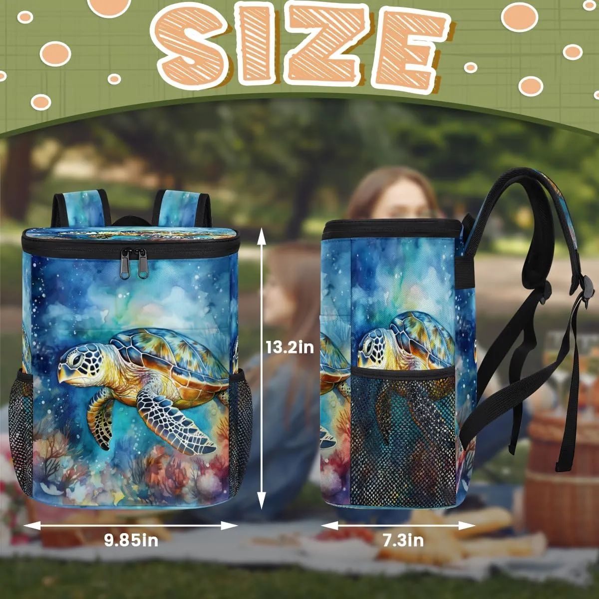 Insulated Cooler Backpack Sea Turtle Ice Chest Backpack Lightweight Cooler Bag