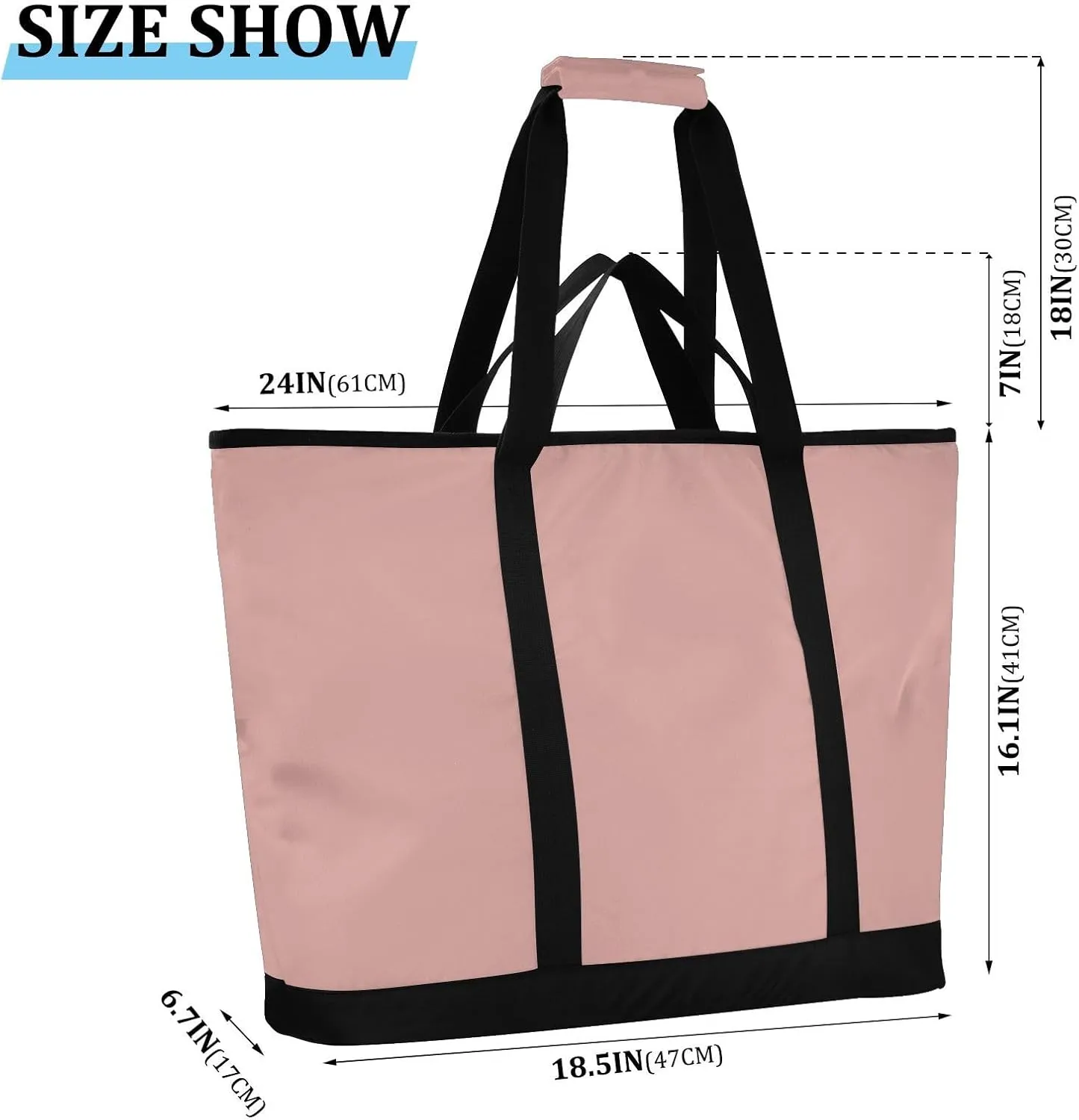 Insulated Cooler Tote Bag Keeps Food Hot or Cold Reusable Shopping Bags for Groceries with Zipper for Beach Travel Picnics