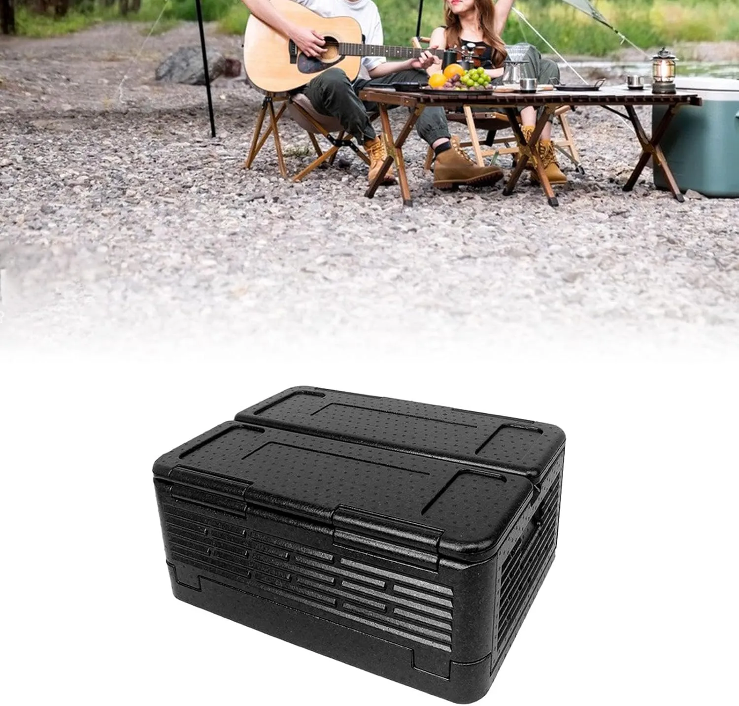 Insulated Food Cooler Foam Chest Foldable for Food and Drinks Food Delivery with Lid 60L Large Lightweight for Beach