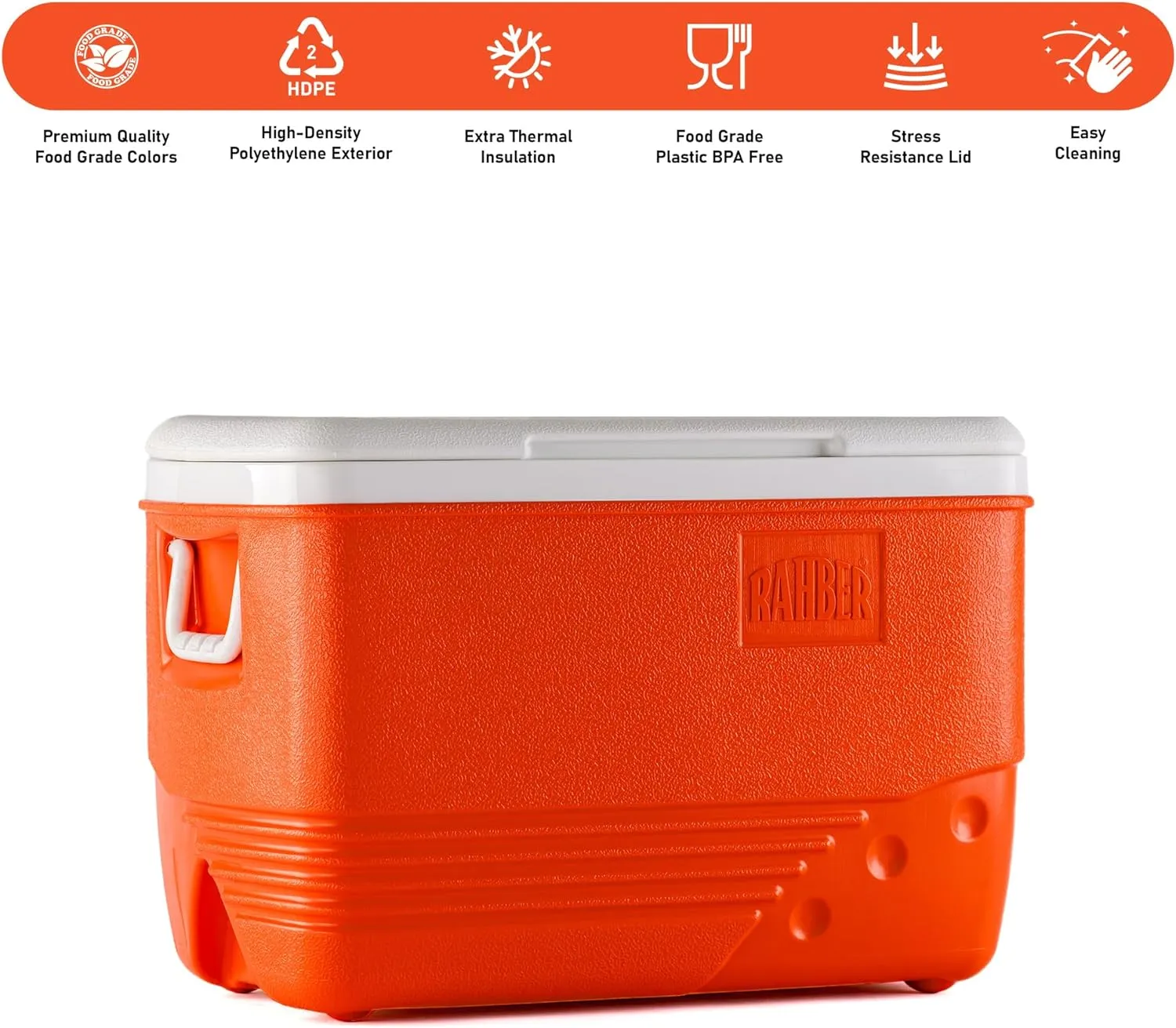 Insulated Large Cooler Portable Ice Box Hard Heavy Duty Ice Chest for Camping Tailgating Beach Picnic 31.7/44.4/60.2 Qts