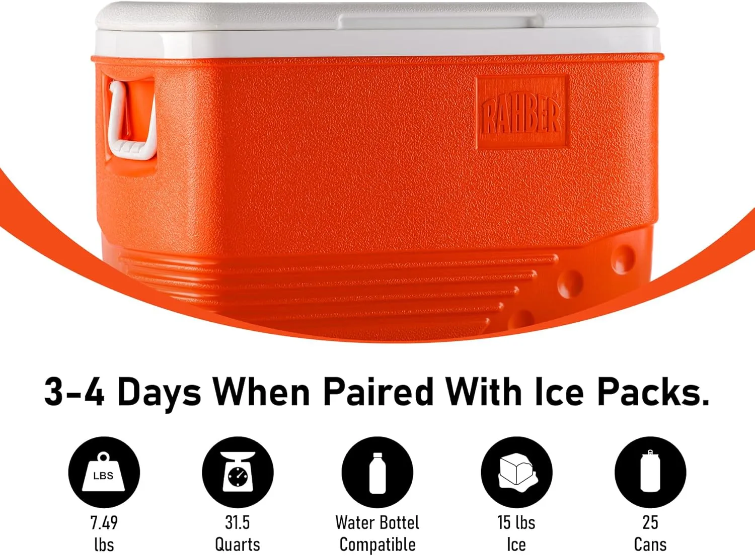 Insulated Large Cooler Portable Ice Box Hard Heavy Duty Ice Chest for Camping Tailgating Beach Picnic 31.7/44.4/60.2 Qts