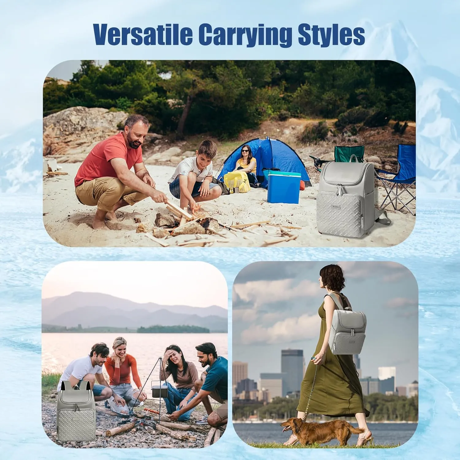 Insulated Waterproof Cooler Bag for Women Men，30 Cans Collapsible Lunch Bag with Shoulder Strap,Leakproof Soft Cooler for Beach, Camping & Travel