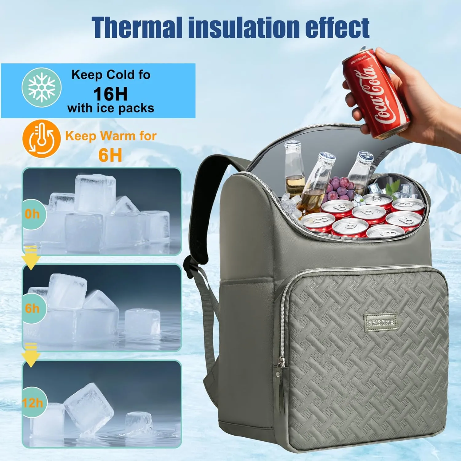 Insulated Waterproof Cooler Bag for Women Men，30 Cans Collapsible Lunch Bag with Shoulder Strap,Leakproof Soft Cooler for Beach, Camping & Travel