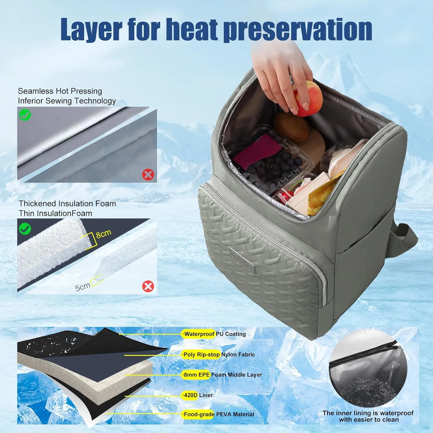 Insulated Waterproof Cooler Bag for Women Men，30 Cans Collapsible Lunch Bag with Shoulder Strap,Leakproof Soft Cooler for Beach, Camping & Travel