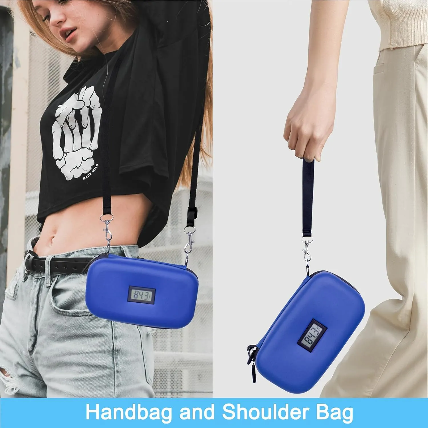 Insulin Cooler Travel Case TSA Approved Portable Insulated Diabetic Medication Cooler Bag with Thermometer Temperature Display Diabetes Medicine Organizer with 2 Ice Packs (Blue)