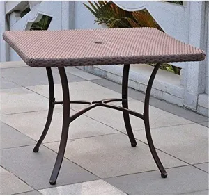 International Caravan Wicker Resin/Aluminum Square Patio Dining Table (Antique Brown)