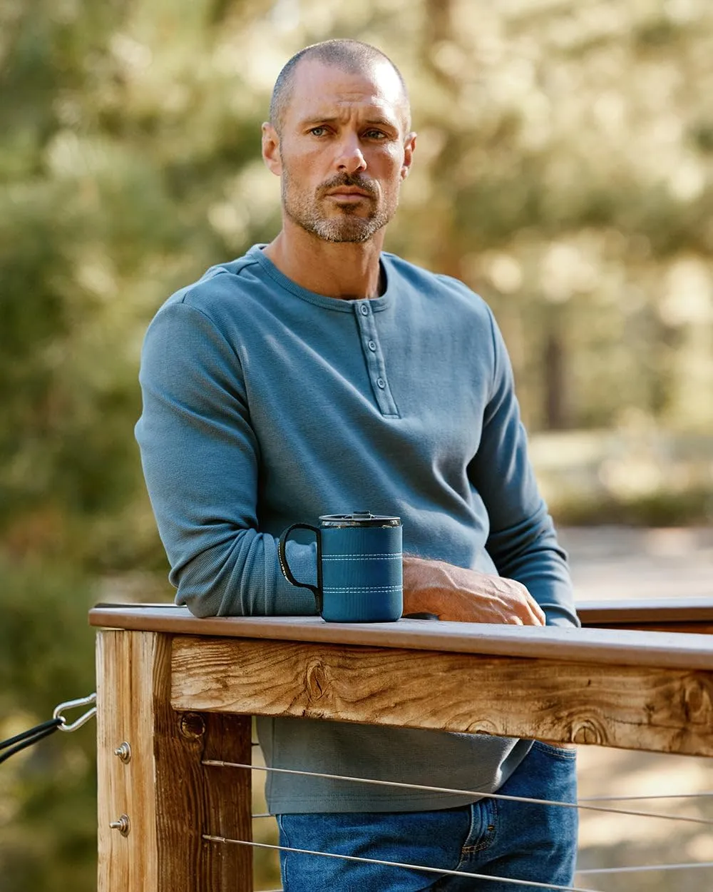 INTO THE AM Long Sleeve Waffle Henley Shirts for Men S-4XL Men's Soft Thermal Cotton Fall Shirts