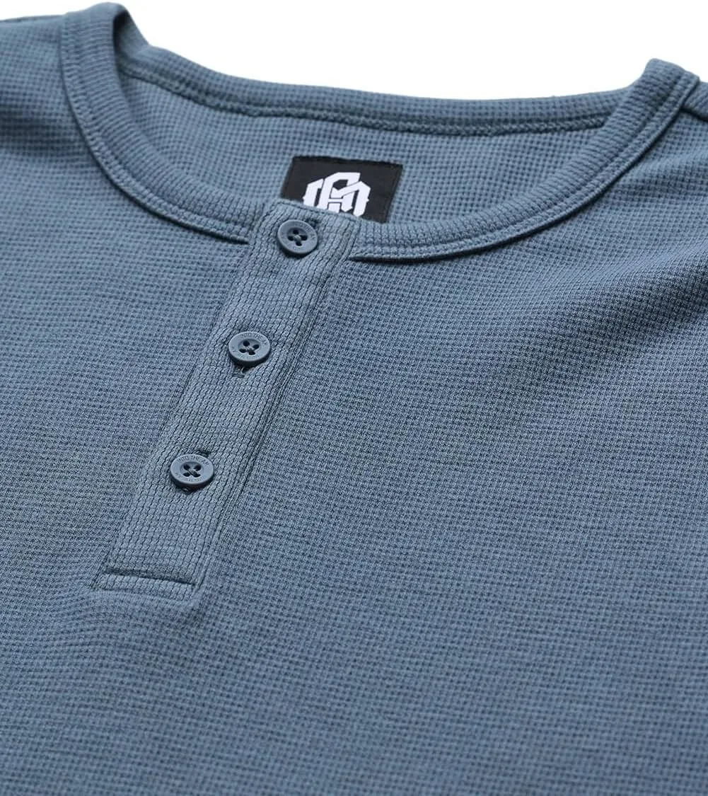 INTO THE AM Long Sleeve Waffle Henley Shirts for Men S-4XL Men's Soft Thermal Cotton Fall Shirts