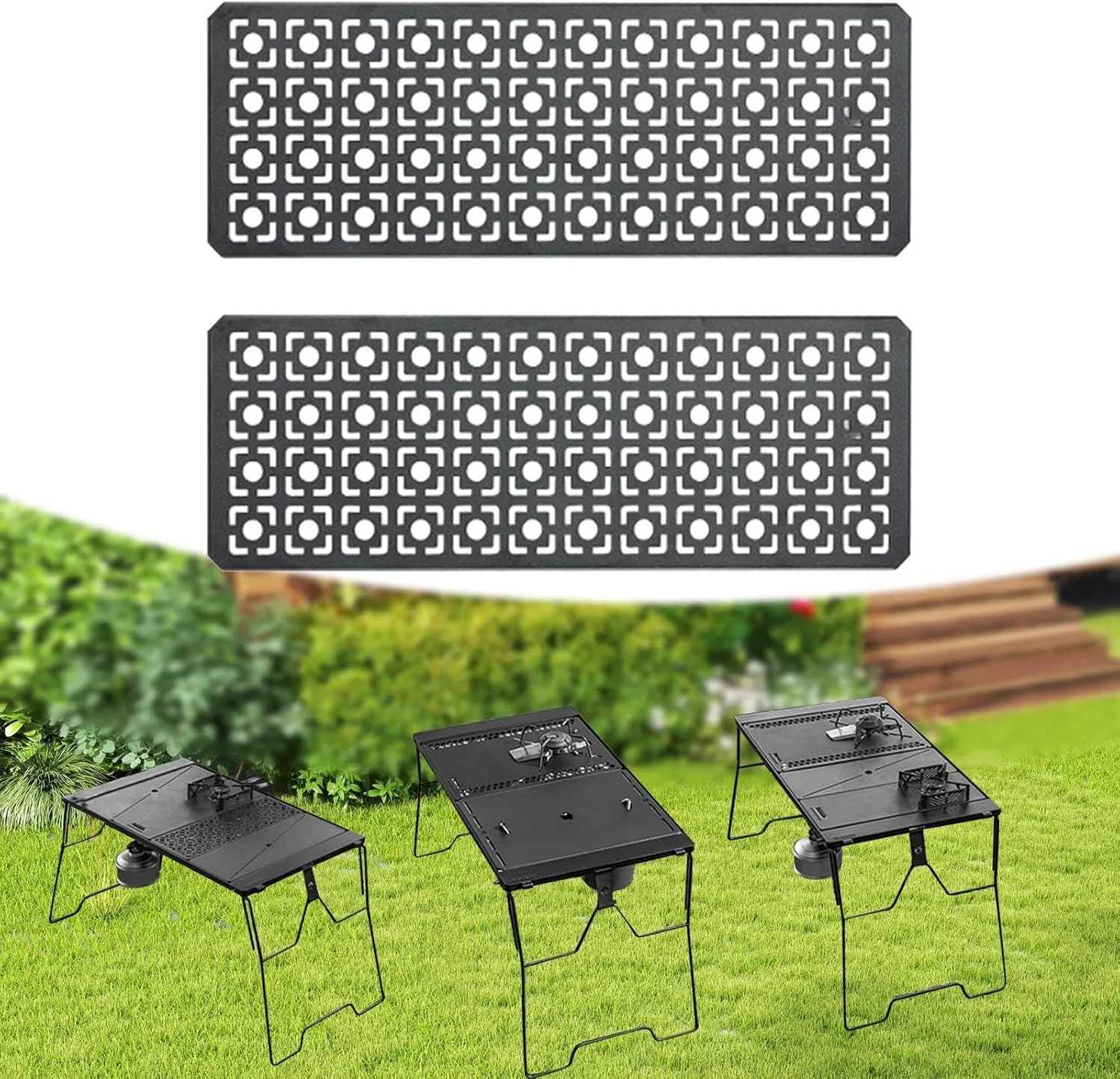 Iron Grilling Table Top Board Connecting Board Tabletop Camping Gear Easy to Install Outdoor Picnic Furniture Bridge Table Plate, Style E