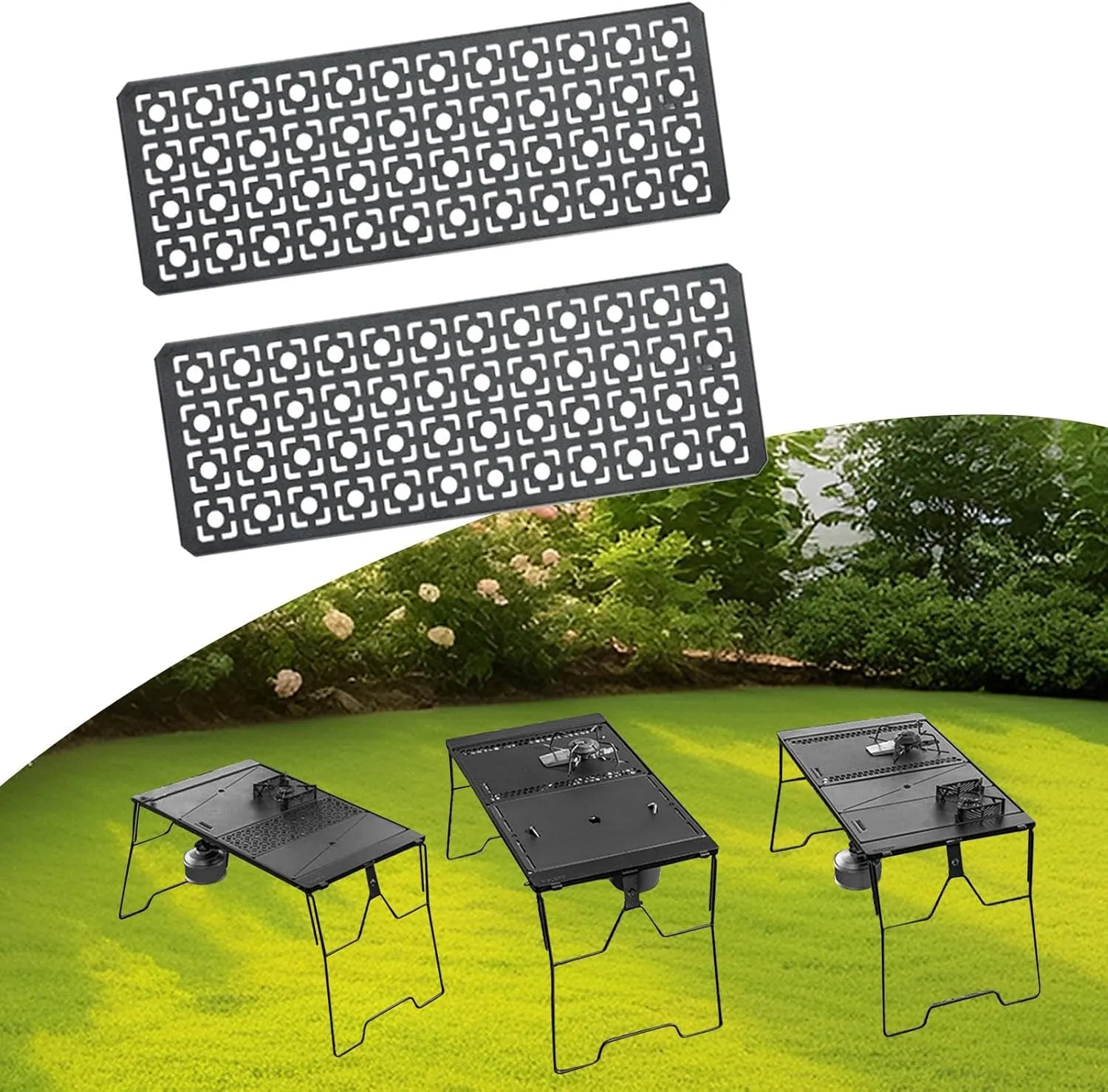Iron Grilling Table Top Board Connecting Board Tabletop Camping Gear Easy to Install Outdoor Picnic Furniture Bridge Table Plate, Style E