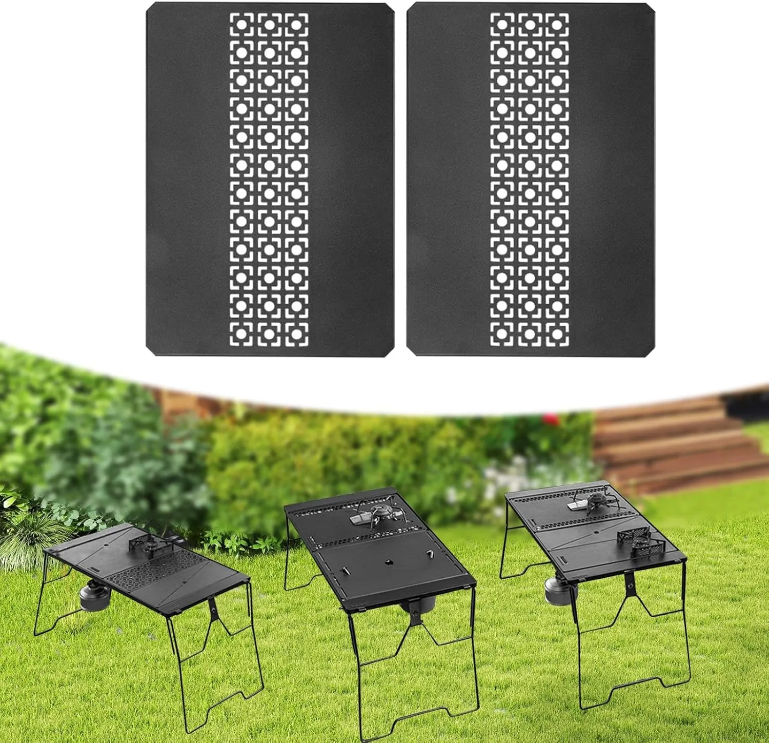 Iron Grilling Table Top Board Field Rack Picnic Furniture Parts Sturdy Easy to Install Camping Gear Portable Camping Table Plate, Style G