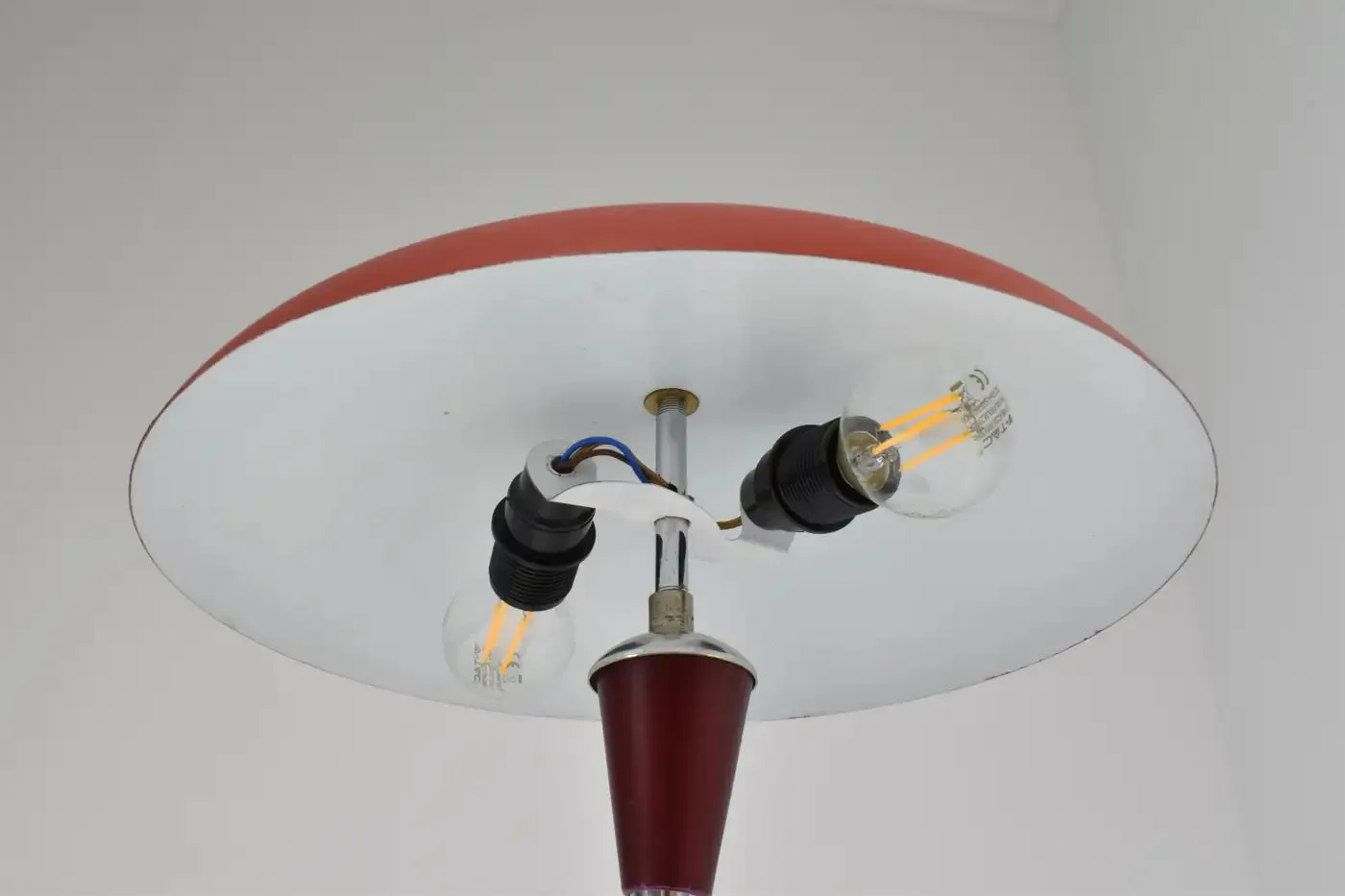 Italian Red Aluminum Table Lamps, Set of Two, 1960s
