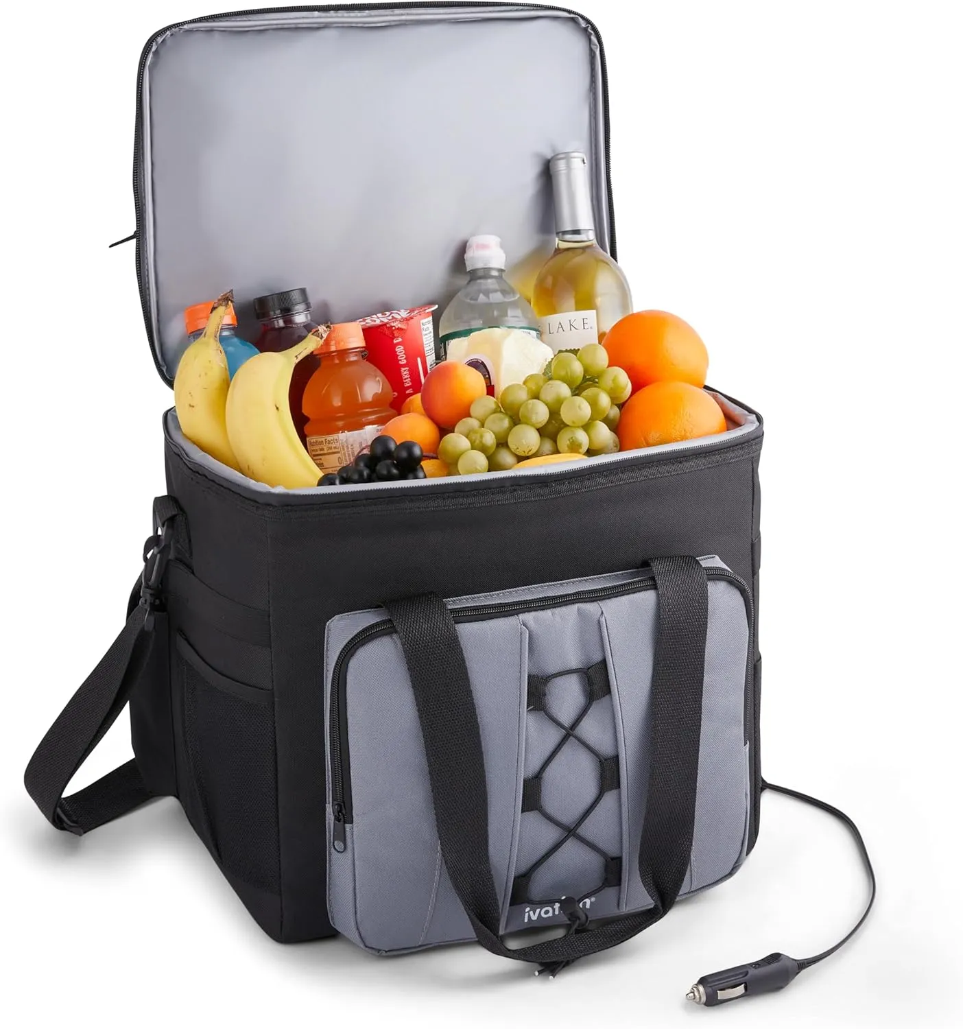 Ivation Portable Electric Cooler Bag | 18L Soft Sided Thermoelectric Travel Cooler with Shoulder Strap, Storage Pocket & DC 12V Plug in for Car, Truck & RV Camping