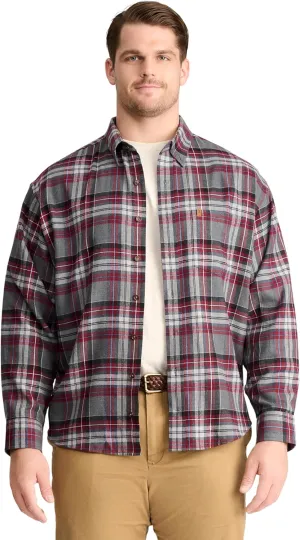 IZOD Men's Big and Tall Stratton Flannel Long Sleeve Stretch Button Down Shirt