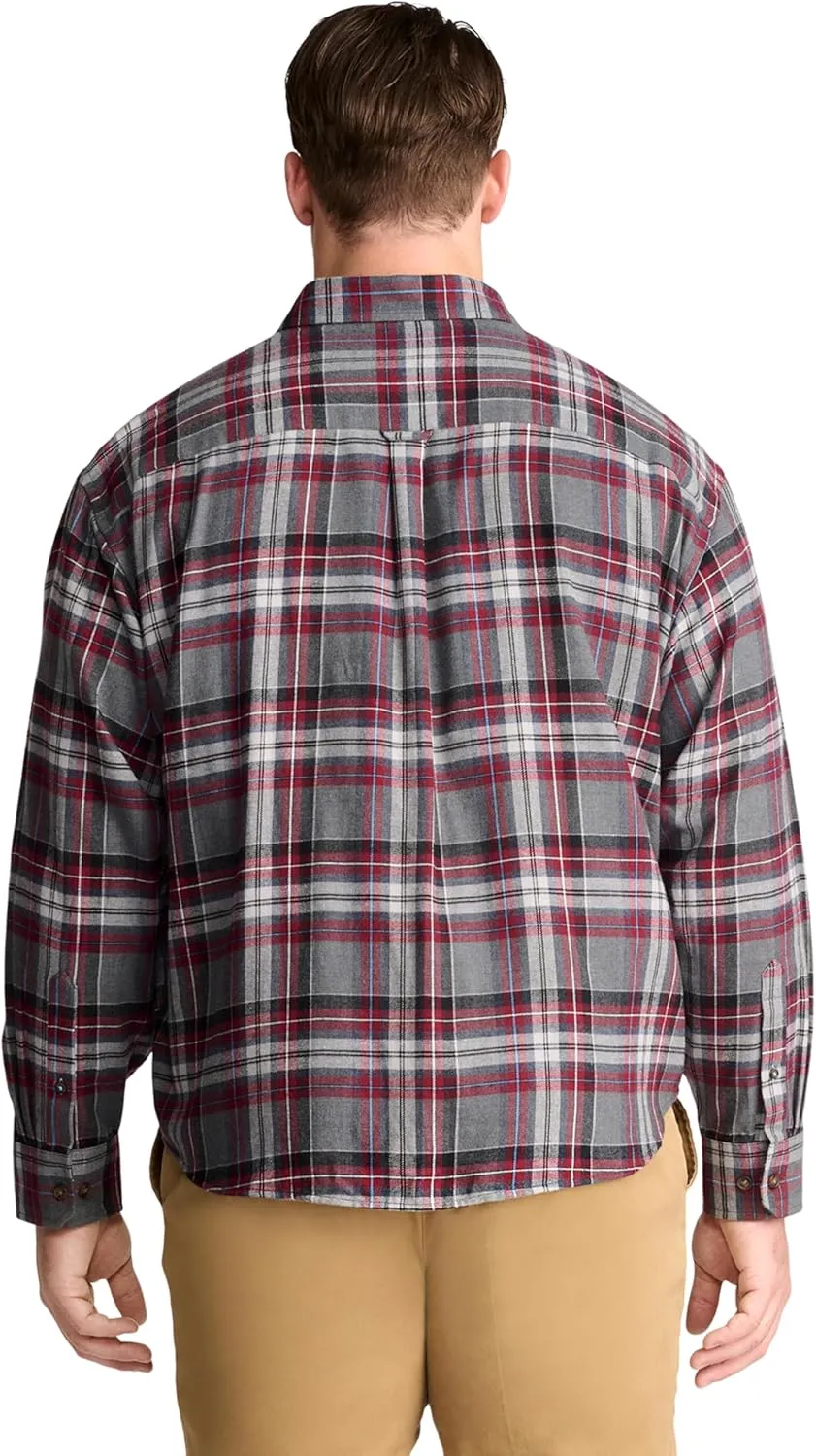 IZOD Men's Big and Tall Stratton Flannel Long Sleeve Stretch Button Down Shirt