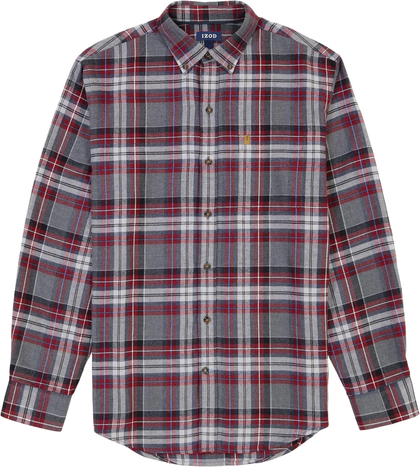 IZOD Men's Big and Tall Stratton Flannel Long Sleeve Stretch Button Down Shirt