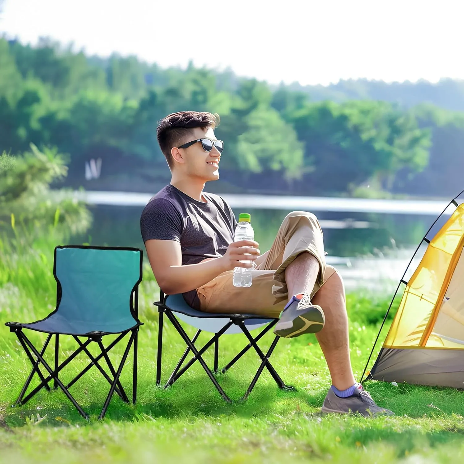 J JOYSAY Mind Crawl Gradient Portable Camping Chair Lightweight Outdoor Folding Chair for Adults Travel Chair for Outside Camping Travel Sports Hiking Beach