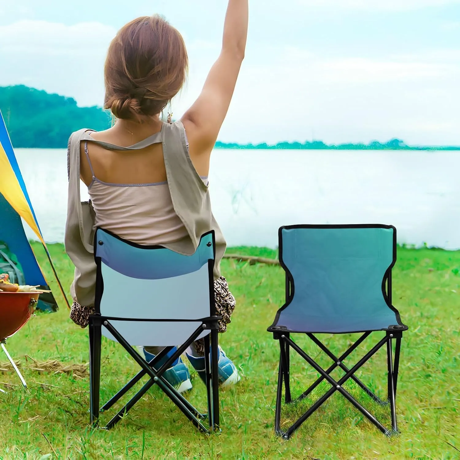 J JOYSAY Mind Crawl Gradient Portable Camping Chair Lightweight Outdoor Folding Chair for Adults Travel Chair for Outside Camping Travel Sports Hiking Beach