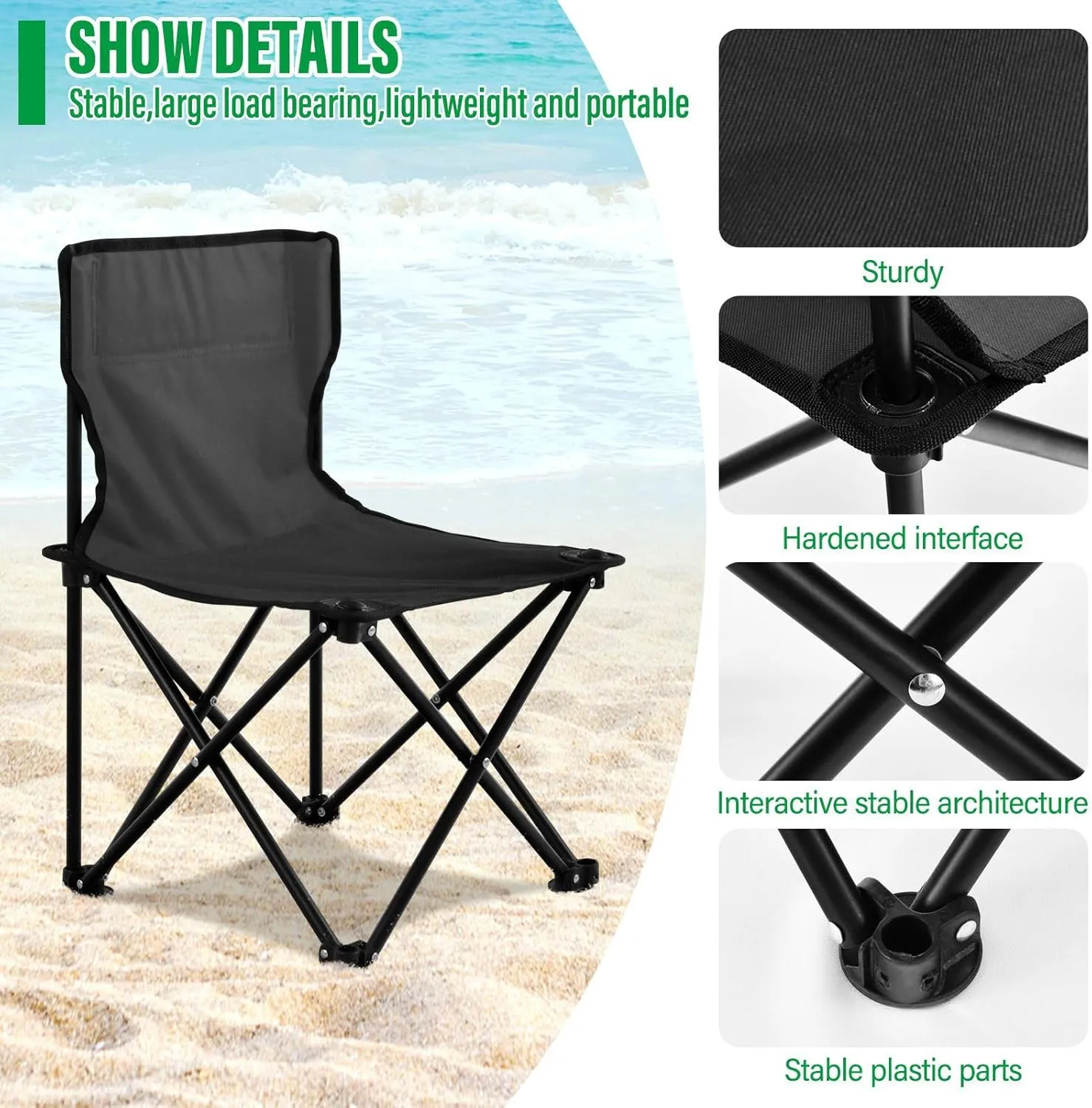 J JOYSAY Premium Dark Gradient Portable Camping Chair Lightweight Outdoor Folding Chair for Adults Lawn Chair for Outside Camping Travel Beach Hiking Sports
