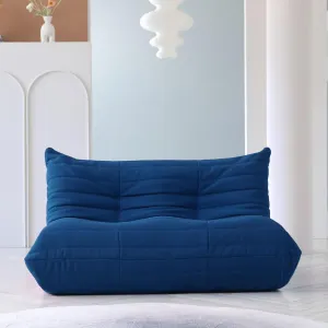 JACH 53" Lazy Floor Sofa Couch, 2-Seat Teddy Velvet Mohair Fireside Corner Bean Bag Chairs for Adults, Soft Lounge Foam-Filled Accent Chair for Living Room Bedroom Office Salon, Blue