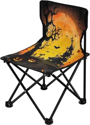 Jack O Lantern Halloween Castle Camping Chair for Adults Folding Chair Lightweight Backpacking Chair Hunting Chairs for Barbeques Hiking