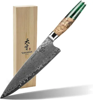 Japanese Gyutou Knife Pro. Handcrafted 8 inch Chef Knife Handmade Forged Knife Japan VG-10 Damascus Steel -Kokoro ser.
