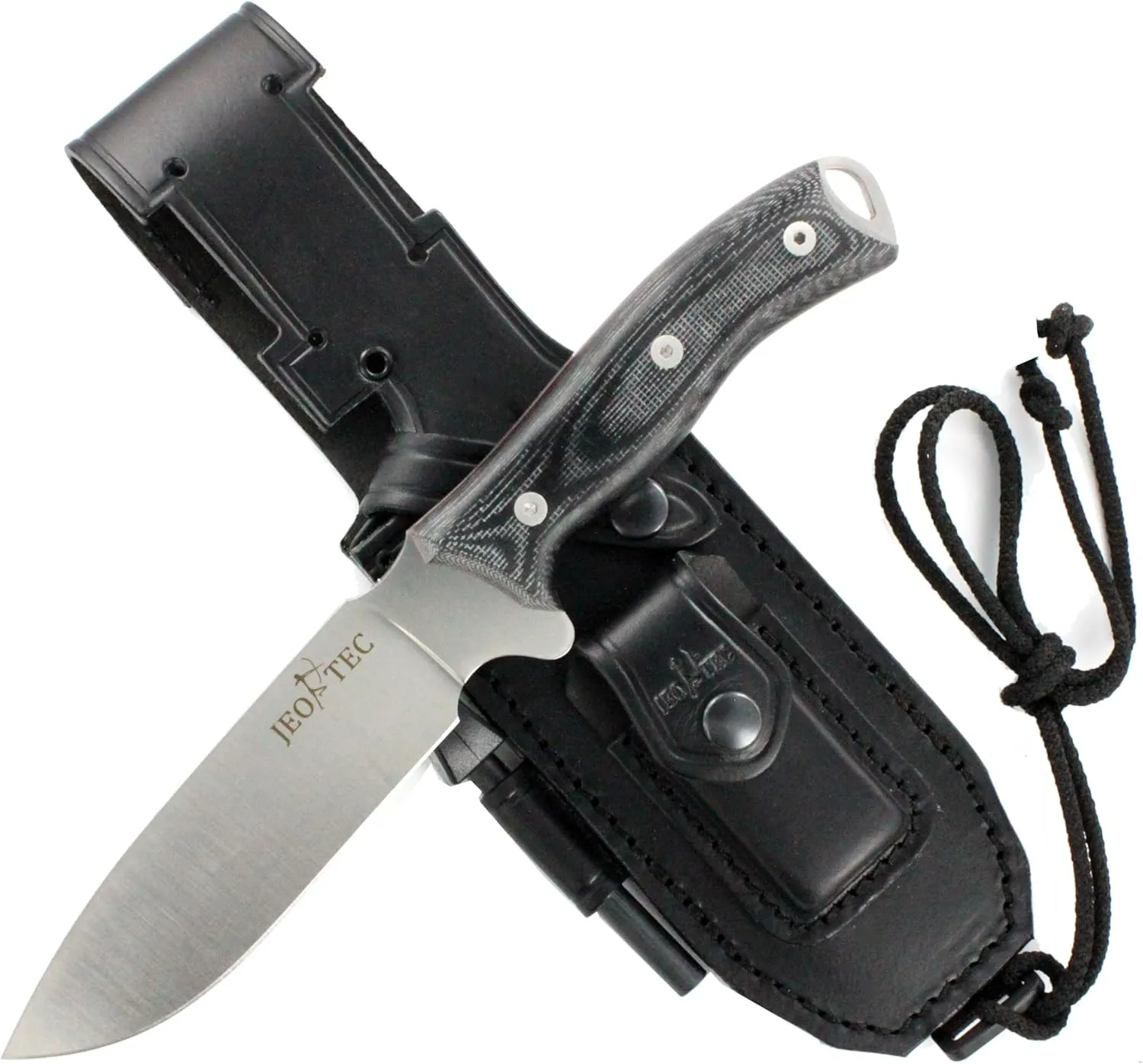 JEO-TEC Nº7 Full Tang Bushcraft Survival Hunting Camping Knife,10.25" Overall Length, BOHLER N690C Stainless Steel, Leather Sheath, Handmade