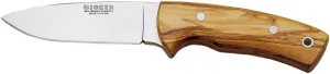 Joker Bushcraft Knife CO25 Corzo, Olive Wood Handle, 3.94 inches MOVA Steel Blade, Brown Leather Sheath, Tool for Fishing, Hunting, Camping and Hiking