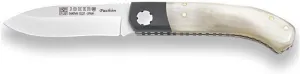 Joker Handcrafted Pocket Folding Knife Pachón NA98, SANDVICK 12C27 Blade 3.14 inches, Bull Horn Handle, Ebony Wood Ferrule, Fishing Tool, Hunting, Camping and Hiking