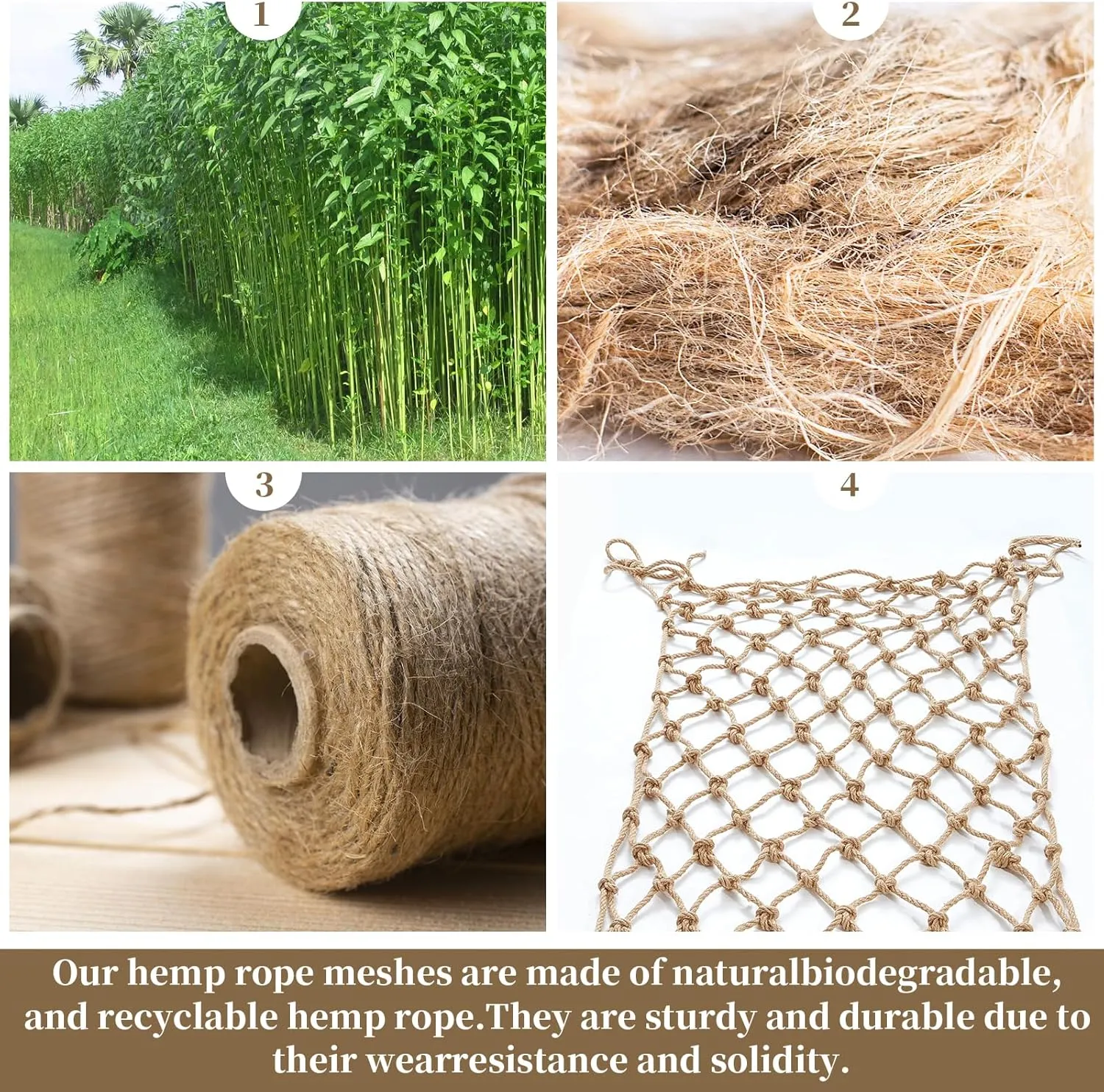 Jute Hemp Rope Net (6ftx12ft), Heavy Duty Natural Climbing Safety Rope Netting Balcony Stairs Fence Garden Playground Protection Net Indoor & Outdoor Decor Rope Net