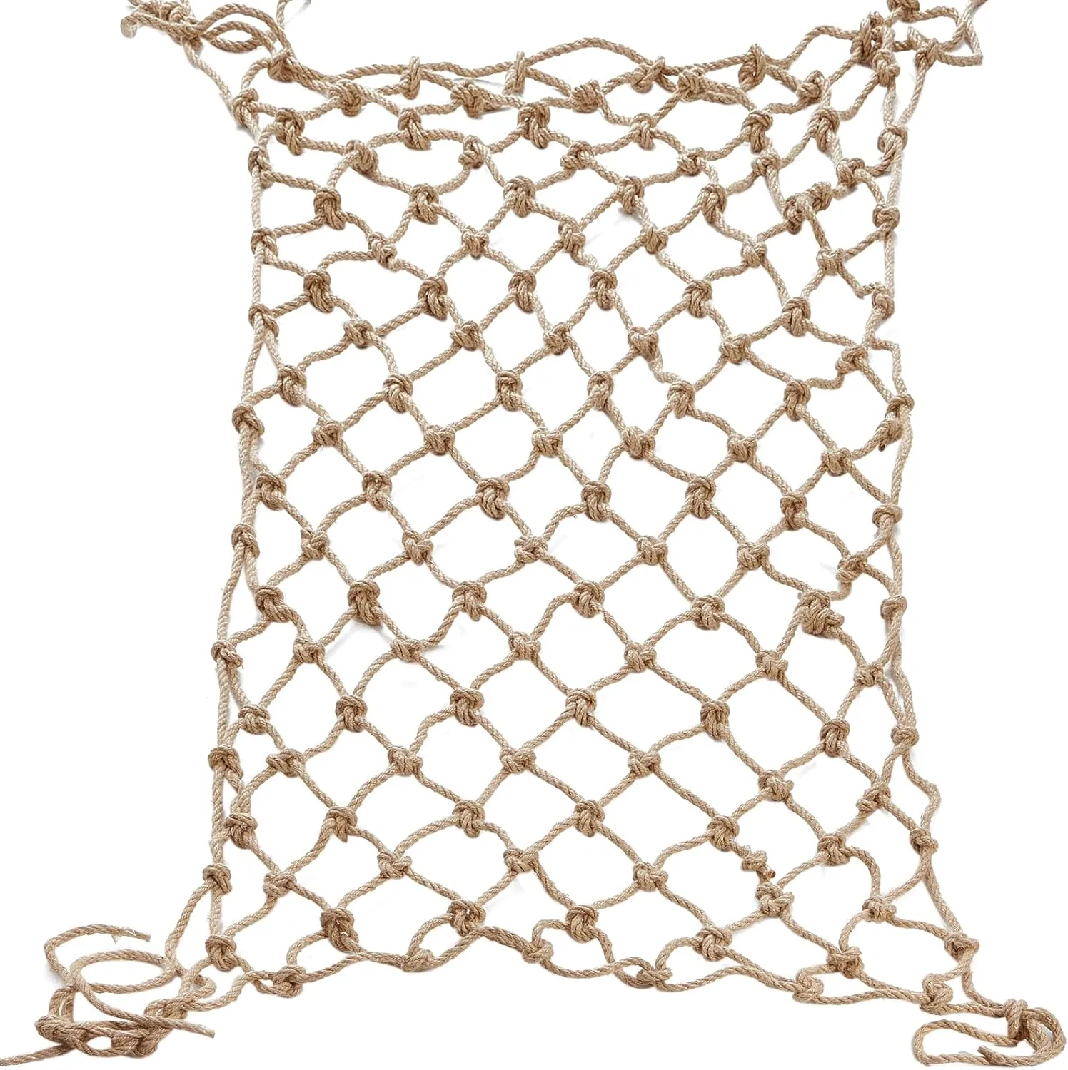Jute Hemp Rope Net (6ftx12ft), Heavy Duty Natural Climbing Safety Rope Netting Balcony Stairs Fence Garden Playground Protection Net Indoor & Outdoor Decor Rope Net