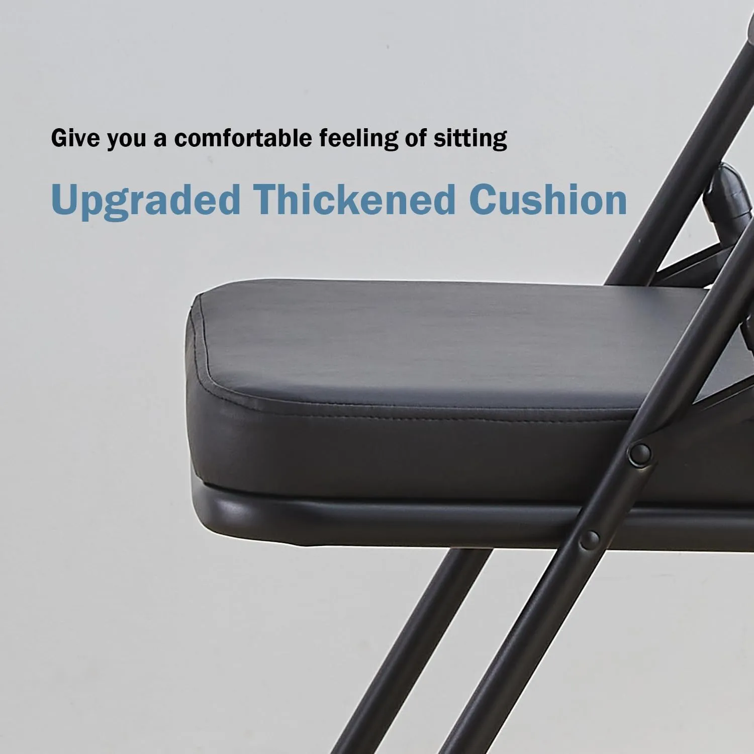 KAIHAOWIN 2 Pack Folding Chairs with Ultra Thick Padded Seat Foldable Chair Indoor Comfortable Metal Chairs with Soft Cushion-Black