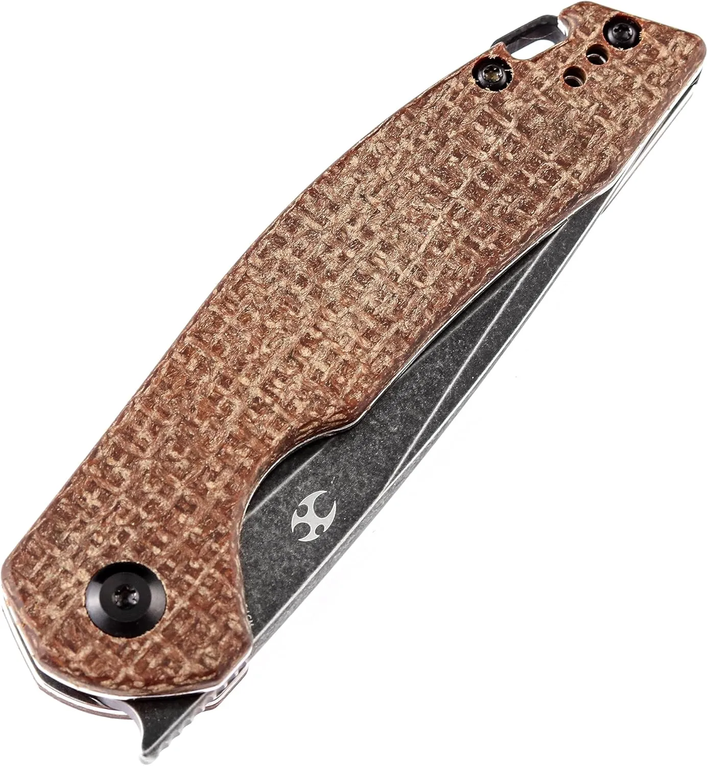 Kansept Accipiter Pocket Folding Knife - 2.9'' 154CM Material with Brown Micarta Handle - Everyday Carry EDC Camping Knife T2007A3