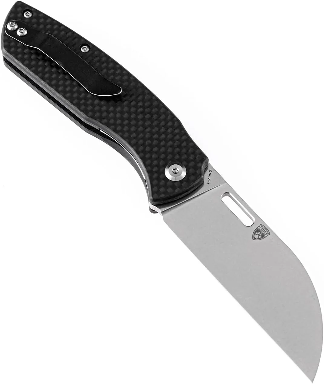 KANSEPT Convict Pocket Folding Knives EDC Camping Folding Knife 3.3'' Black Stonewashed 154CM Material Pocket Folding Knife with Black Carbon Fiber Handle Everyday Carry T1023A2