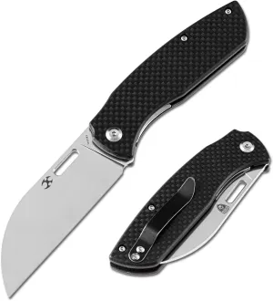 KANSEPT Convict Pocket Folding Knives EDC Camping Folding Knife 3.3'' Black Stonewashed 154CM Material Pocket Folding Knife with Black Carbon Fiber Handle Everyday Carry T1023A2