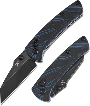 KANSEPT Little Main Street Small Pocket Folding Knives EDC Axis Lock Camping Knife 2.26'' Blackwash 154CM Blade Knife with Blue & Black G-mascus Handle for Men Women Boxing Opener Everyday Carry T2015V9