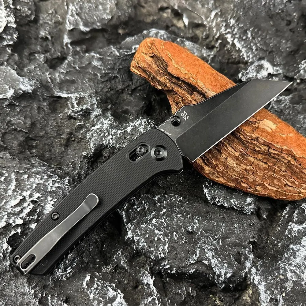 KANSEPT Main Street Pocket Folding Knife, 3.36''Black Ticn Coated 154cm Sharp Steel Blade, G10 Handle with Axis Lock and Thumb Stud, Perfect Clip for Camping Hiking Fishing Gift Everyday Carry T1015v1