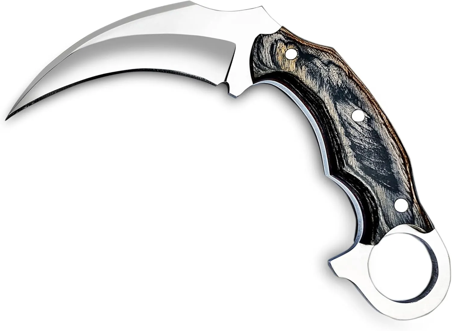 Karambit Knife - Fixed Blade with Sheath - Claw Knife wood Handle Sharp Blade - Camping Knives - Karambits for Men and Women - Best for Hiking Survival Hunting Fishing (Wood-Karambit)