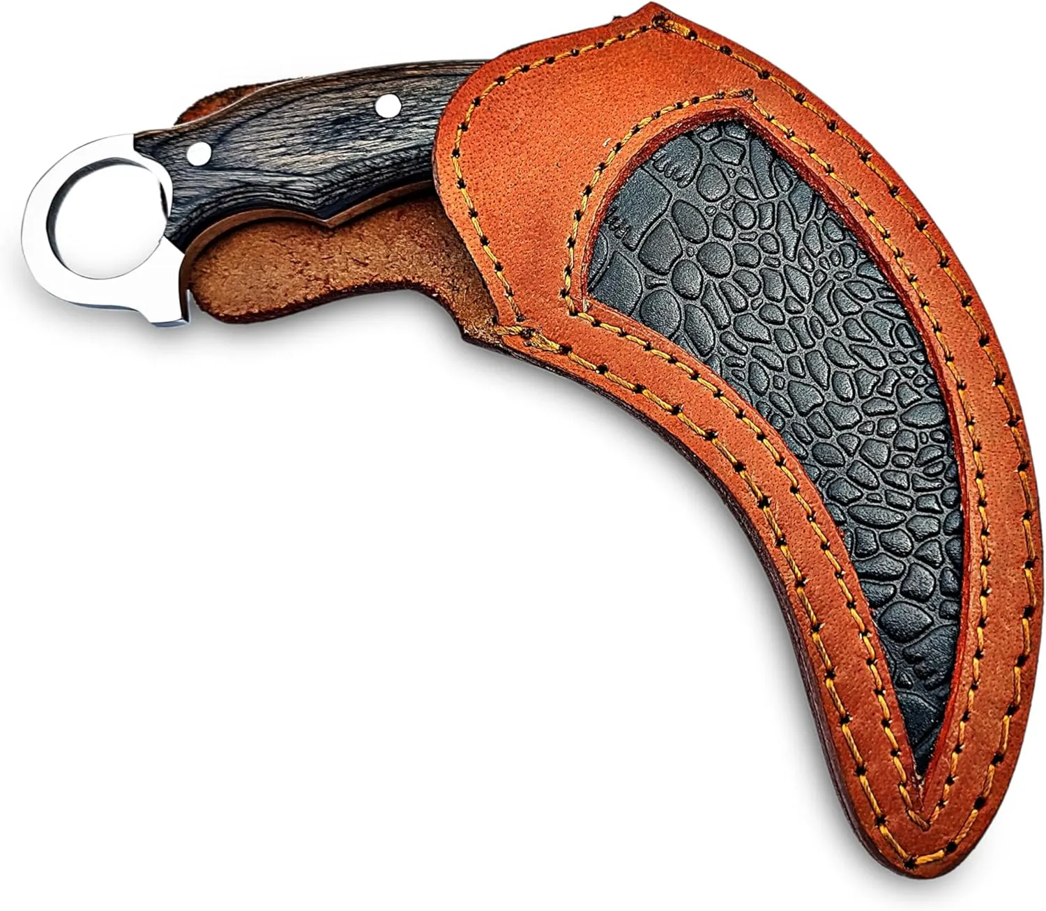 Karambit Knife - Fixed Blade with Sheath - Claw Knife wood Handle Sharp Blade - Camping Knives - Karambits for Men and Women - Best for Hiking Survival Hunting Fishing (Wood-Karambit)