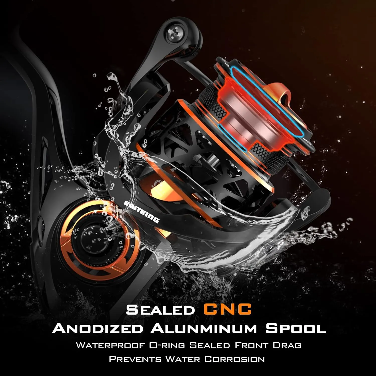 KastKing Zephyr Spinning Reels – 7 1/6 1 BB – Carbon Fiber Drag – Stainless Steel Shaft – Aluminum & CNC Spool – Black/Green/Orange – Sizes 500/1000 SFS – Ultralight to Heavy-Duty