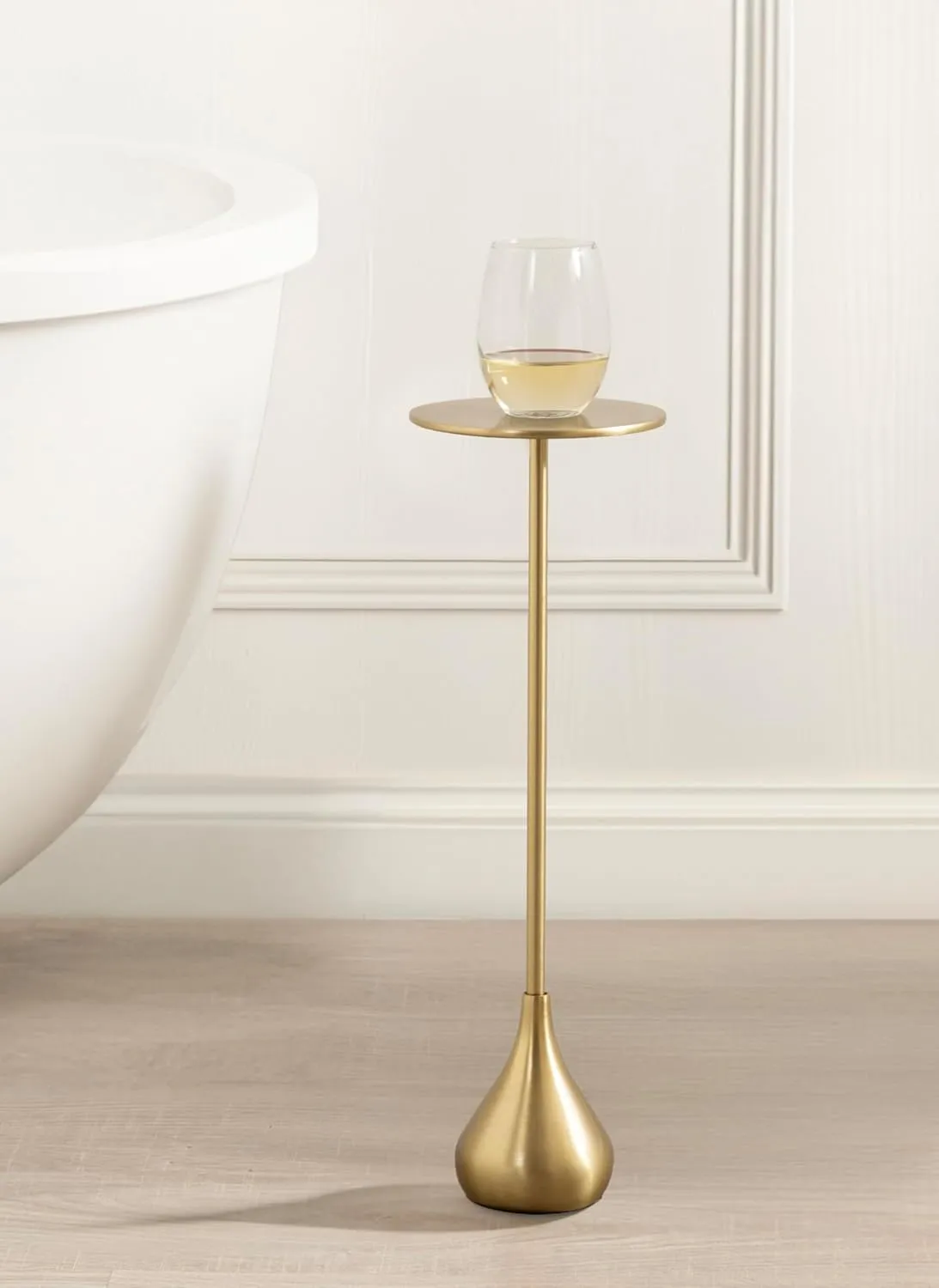 Kate and Laurel Hersi Decorative Modern Pedestal Drink Table, 7 x 7 x 20, Black, Cast Aluminum Mini Table with Teardrop Base for Use as Small Plant Stand or Living Room Martini Table