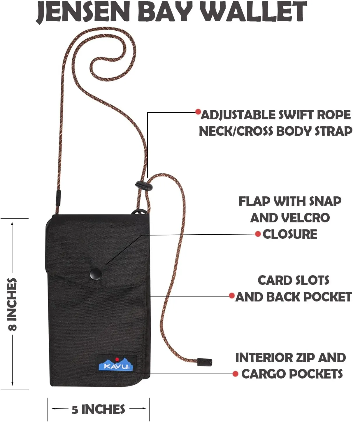 KAVU Jensen Bay Trifold Wallet Crossbody Rope Sling
